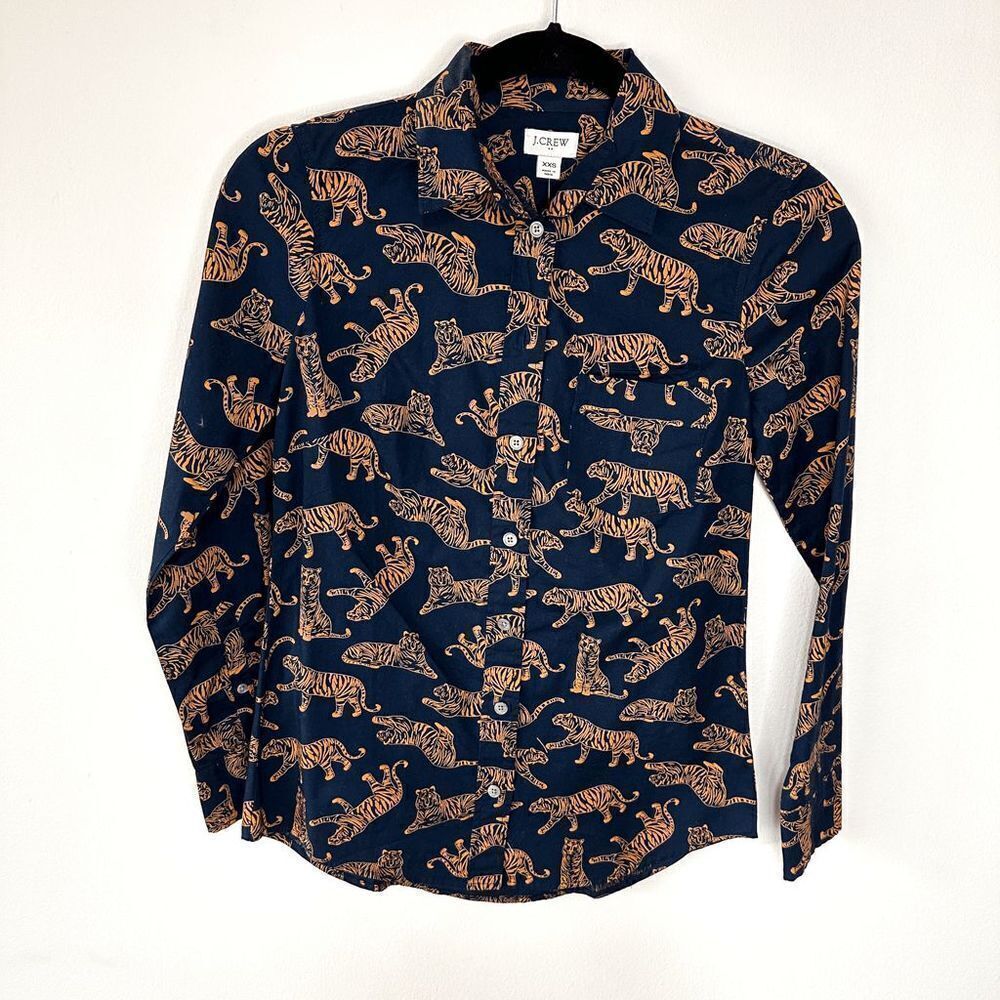 J. Crew Tiger Print Button Down Size XXS - Picture 5 of 8